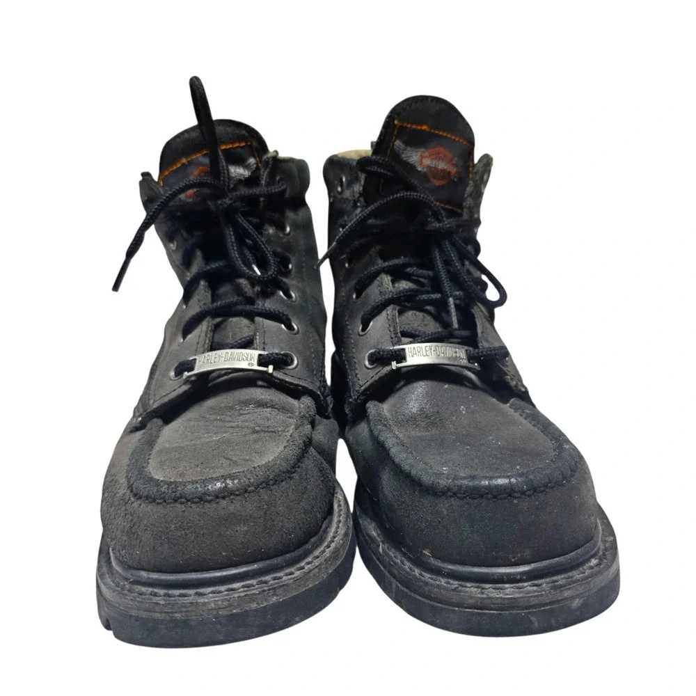 Harley Davidson Boots Mens 10 Black Leather Moc Toe Biker Motorcycle 99300